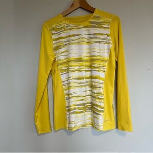 Eddie Bauer Long Sleeve Athletic Workout Top Womens Yellow White Outdoors Sz M